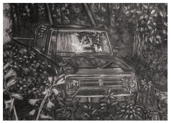 Charcoal study of old truck by Stacy Westervelt