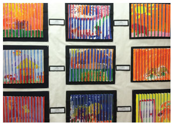 Accordion paintings by elementary students of Stacy Westervelt